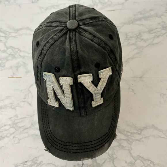 Air Force New York Distressed Strapback Hat Men’s Gray Stonewashed Cap​​ - Picture 4 of 6